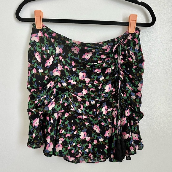 veronica beard 100% silk violet mini skirt in painted floral | size 4 - Picture 2 of 6